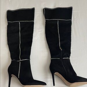 Jessica Simpson Black Over-the-Knee Rhinestone Stiletto Boots